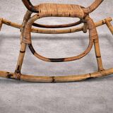 Vintage 1960s/70s rattan and bamboo rocking horse