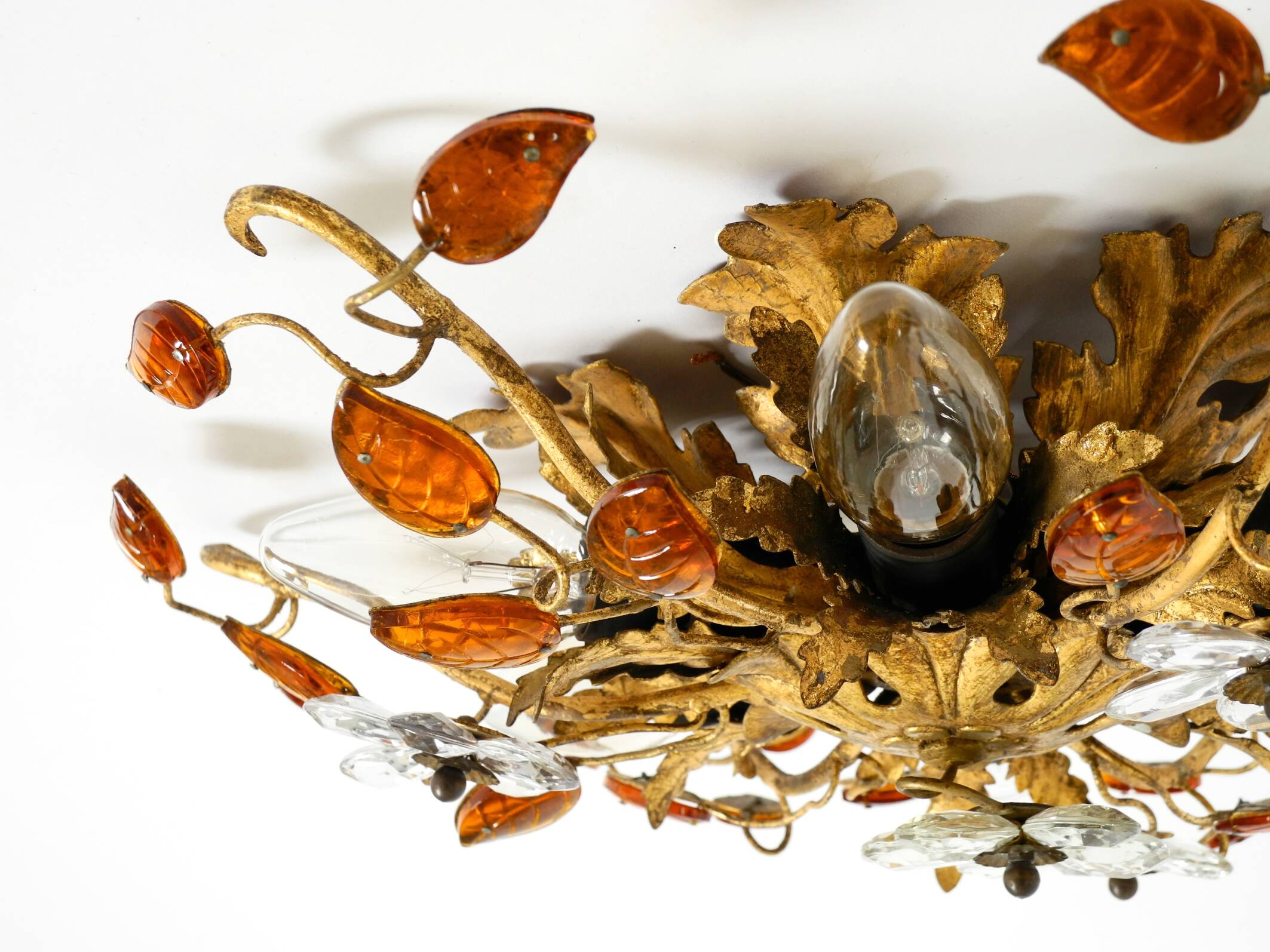 Very beautiful 1960s gold-plated ceiling or wall lamp by Banci Firenze, Ita