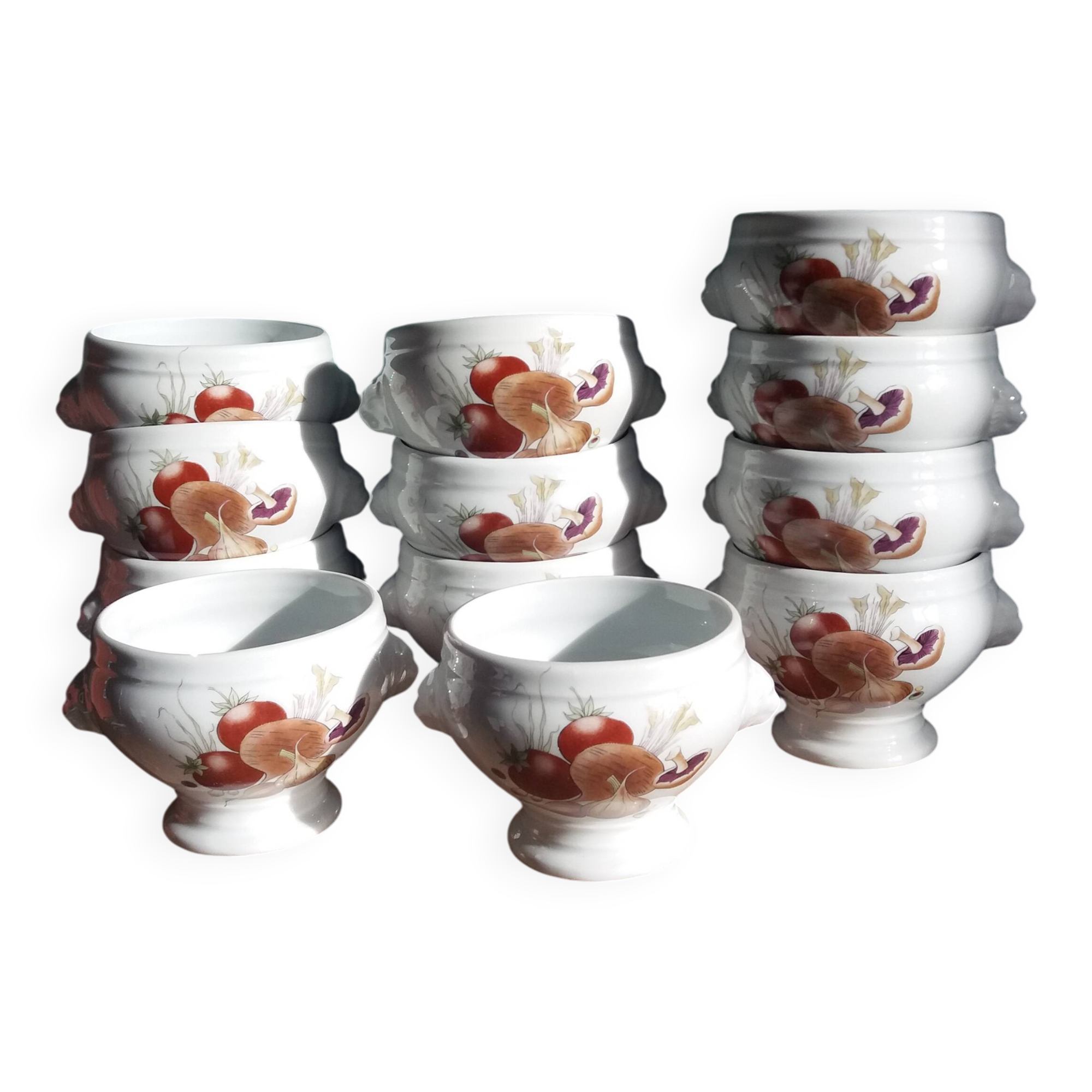 Pyrolux Lourioux porcelain soup bowls