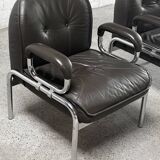 Hans Eichenberger 'Eurochair' Leather Lounge Chairs for Girsberger, 1970s