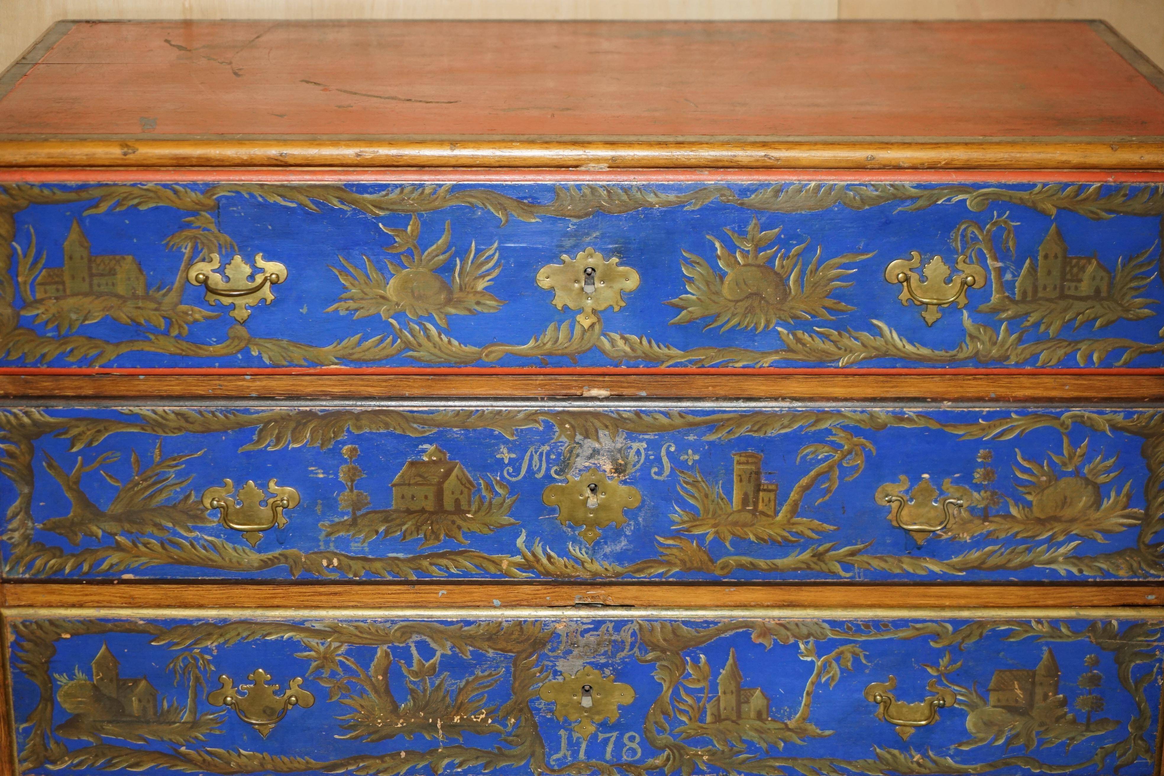 Commode campagne polychrome 1778 en bois style George III