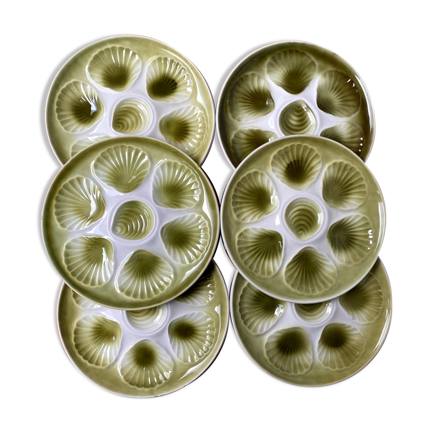 Set of 6 oyster plates in Earthenware Mill of Wolves