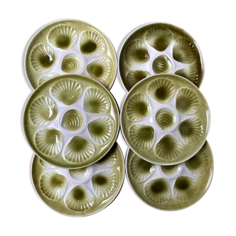 Set of 6 oyster plates in Earthenware Mill of Wolves