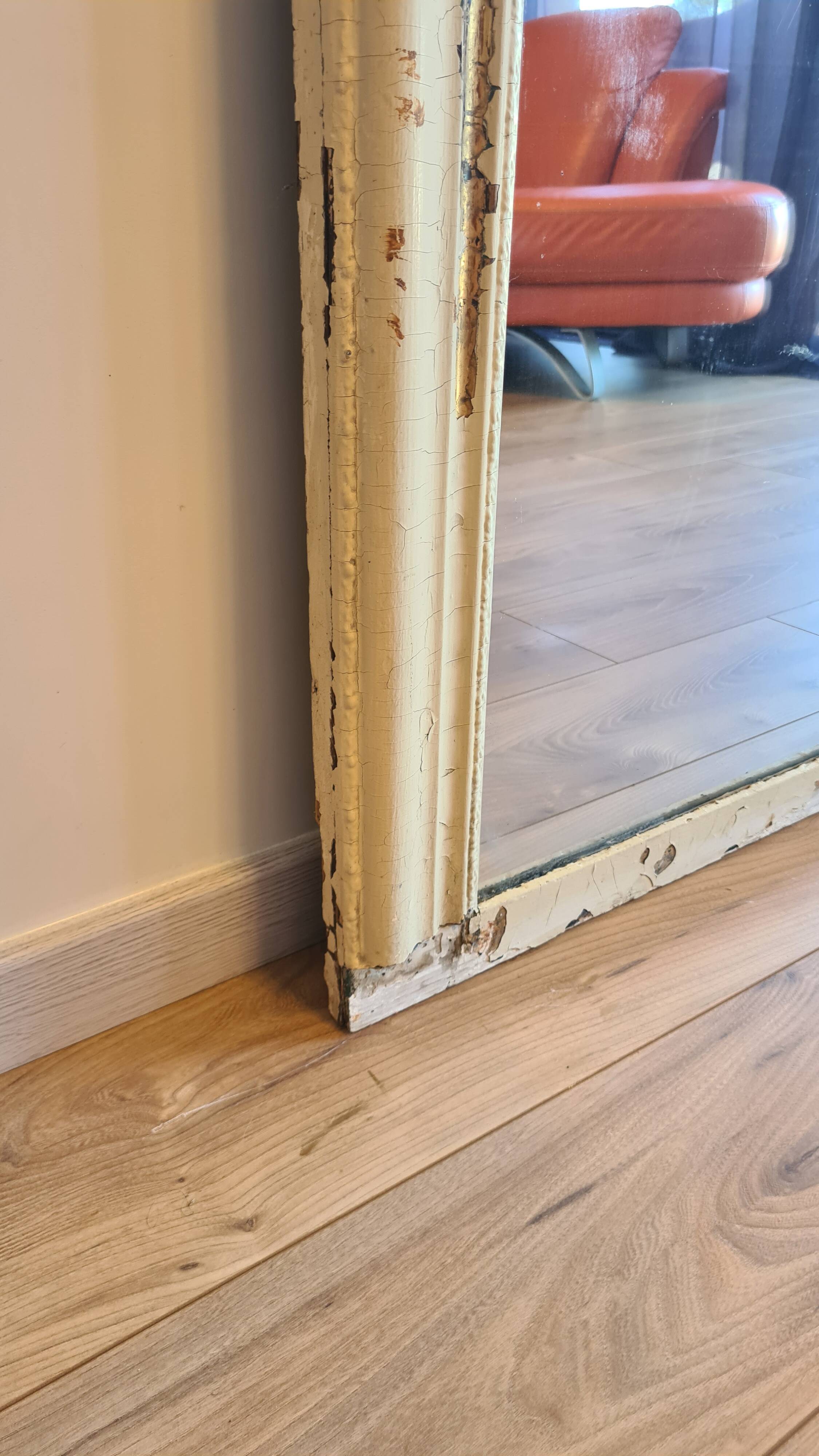 Large shabby chic Louis-Philippe mirror 139 × 106 cm – old-world charm