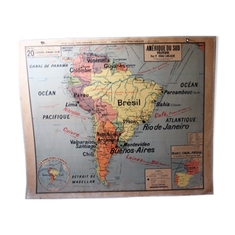 Old school map vidal lablache South America