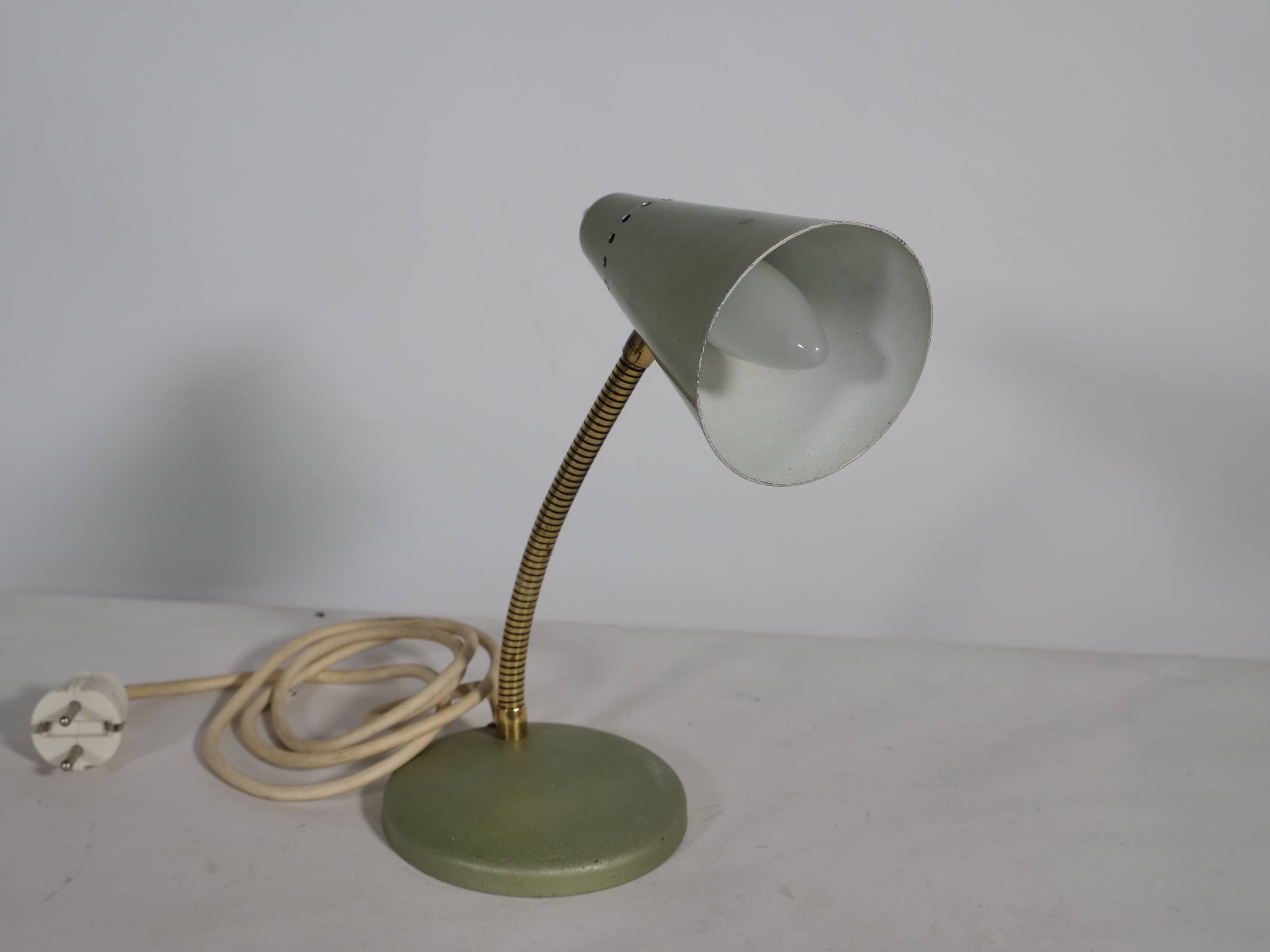 Mid-Century Green Metal Desk Lamp, 1950s