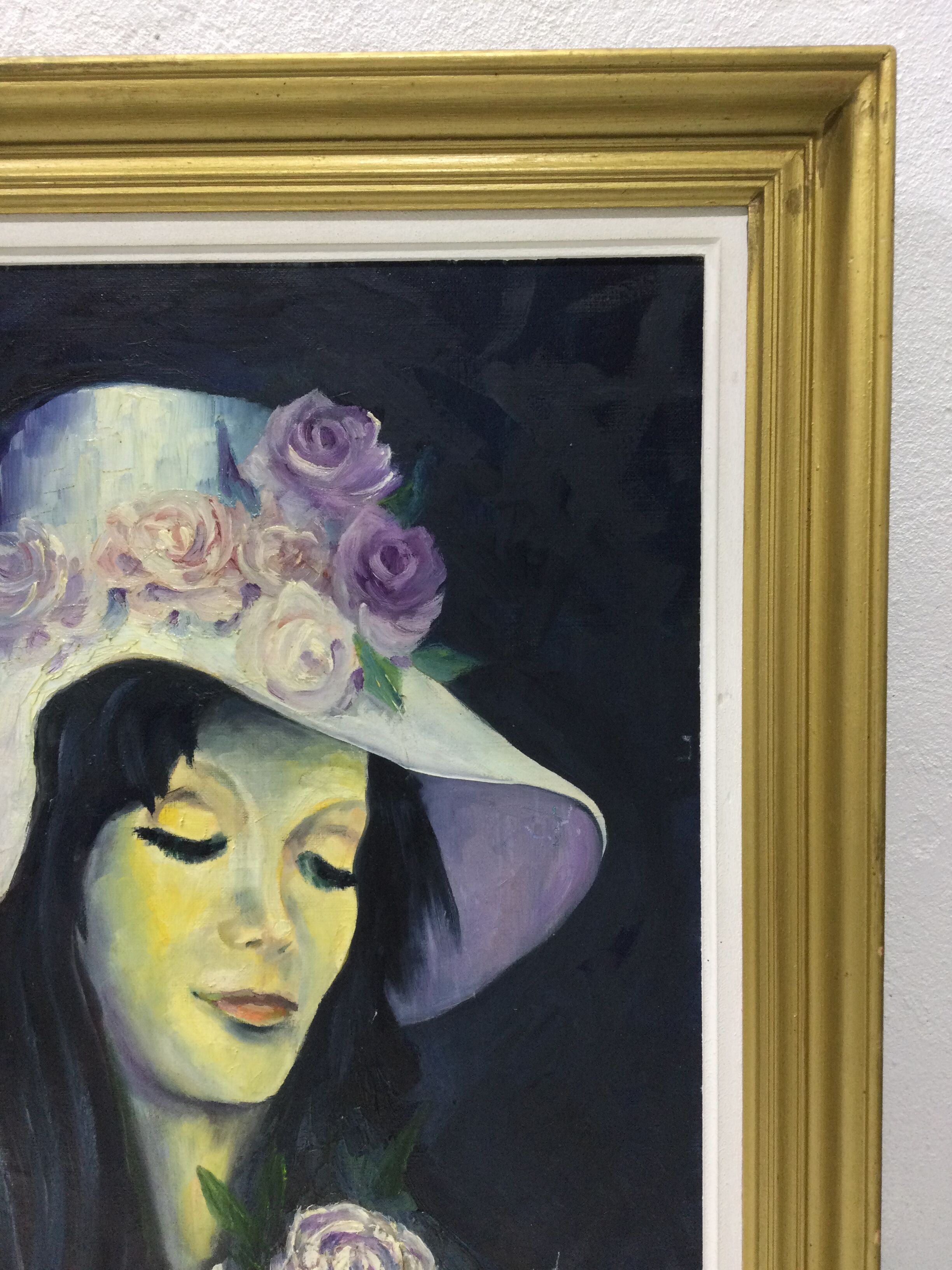 S.foulon - Oil on canvas framed, Woman in hat