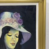 S.foulon - Oil on canvas framed, Woman in hat