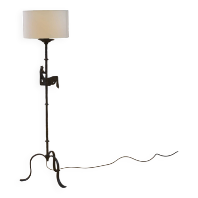 Lampadaire en fer forgé dans le goût des ateliers Marolles 1950’s