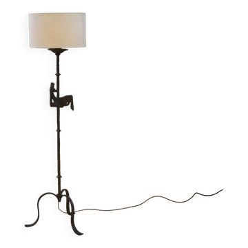 Lampadaire en fer forgé dans le goût des ateliers Marolles 1950’s