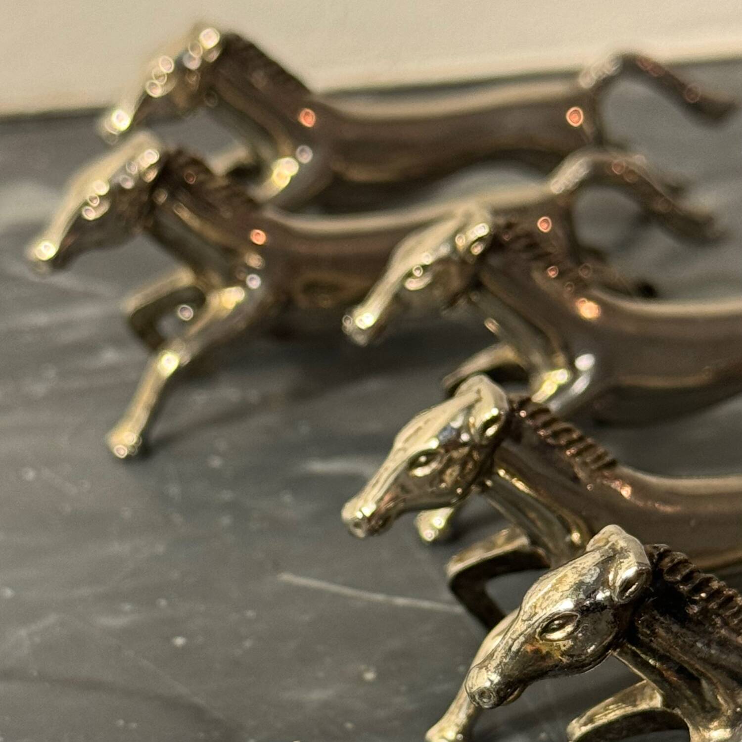 Set of 6 horse knife holders