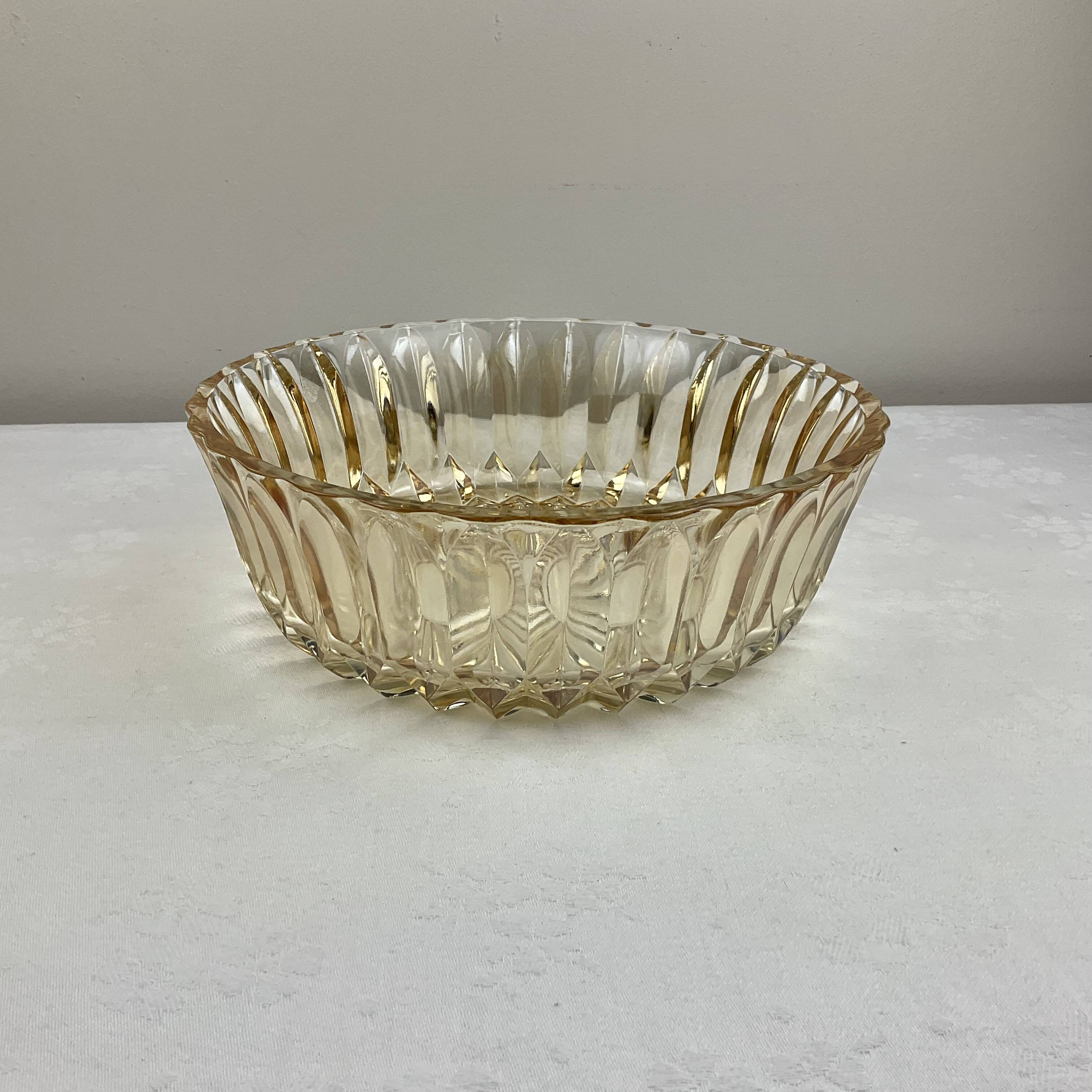 Retro/Vintage Molded Amber Glass Salad Bowl