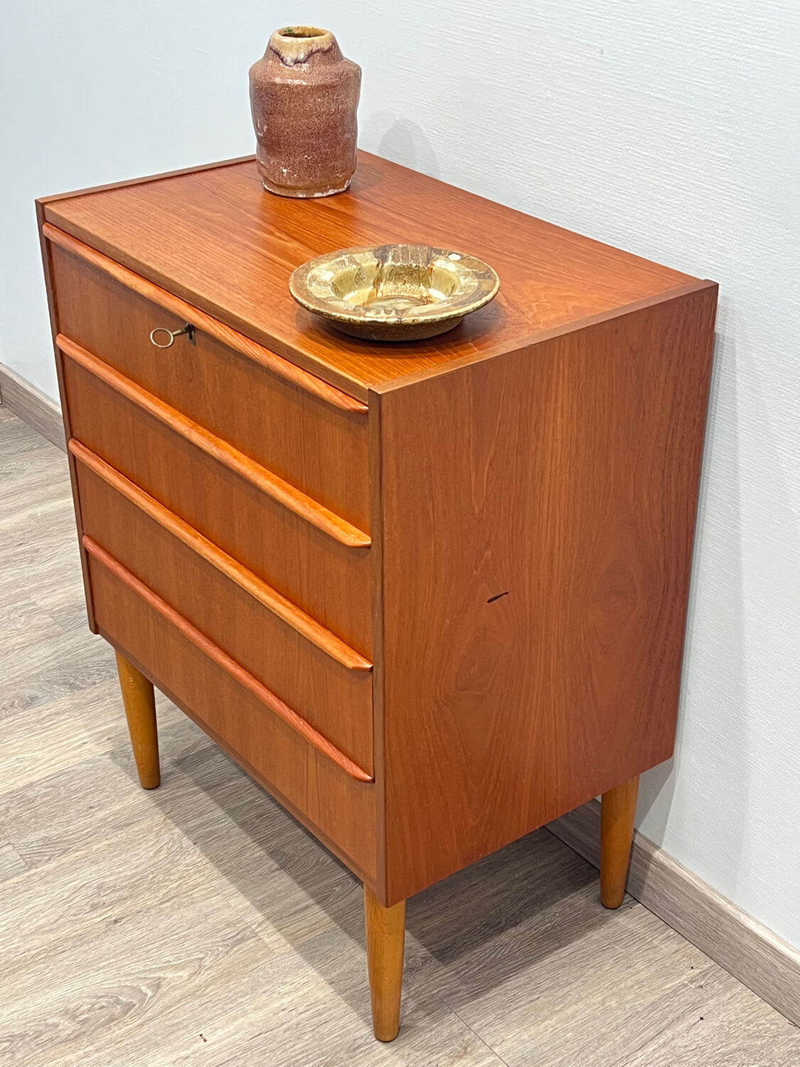 Scandinavian teak chest of drawers with 4 drawers