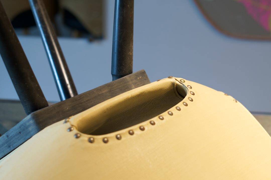 Pair of yellow “Tonneau” chairs Pierre Guariche edition Thonet 1950