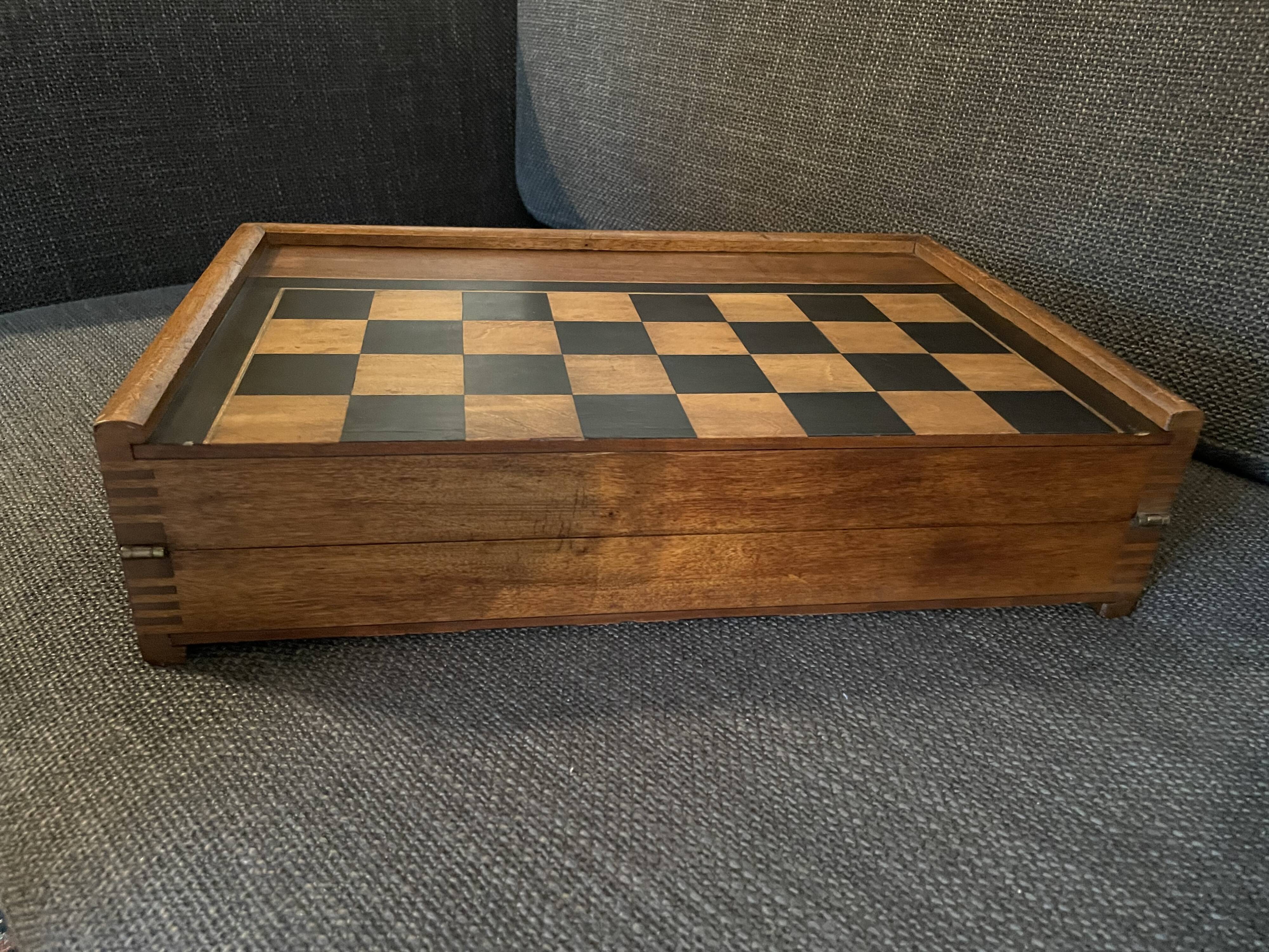 Old wooden backgammon jacquet game