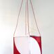 Cubic Red and White Plexiglass and Metal Pendant, Italy