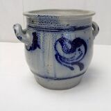 Alsaces Betschdorf stoneware flower pot, gray blue