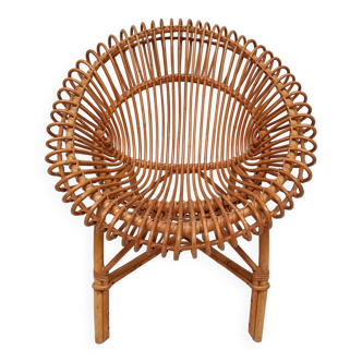 Fauteuil rotin vintage 1960