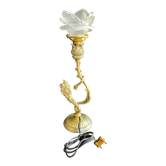 Old table lamp in bronze and brass gilded with satyr and snake