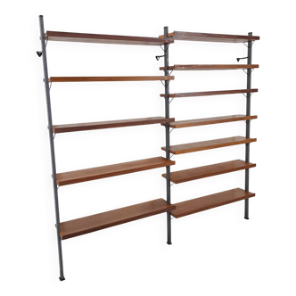 Mid Century Olof Pira Zweden teak modulair LP wandsysteem