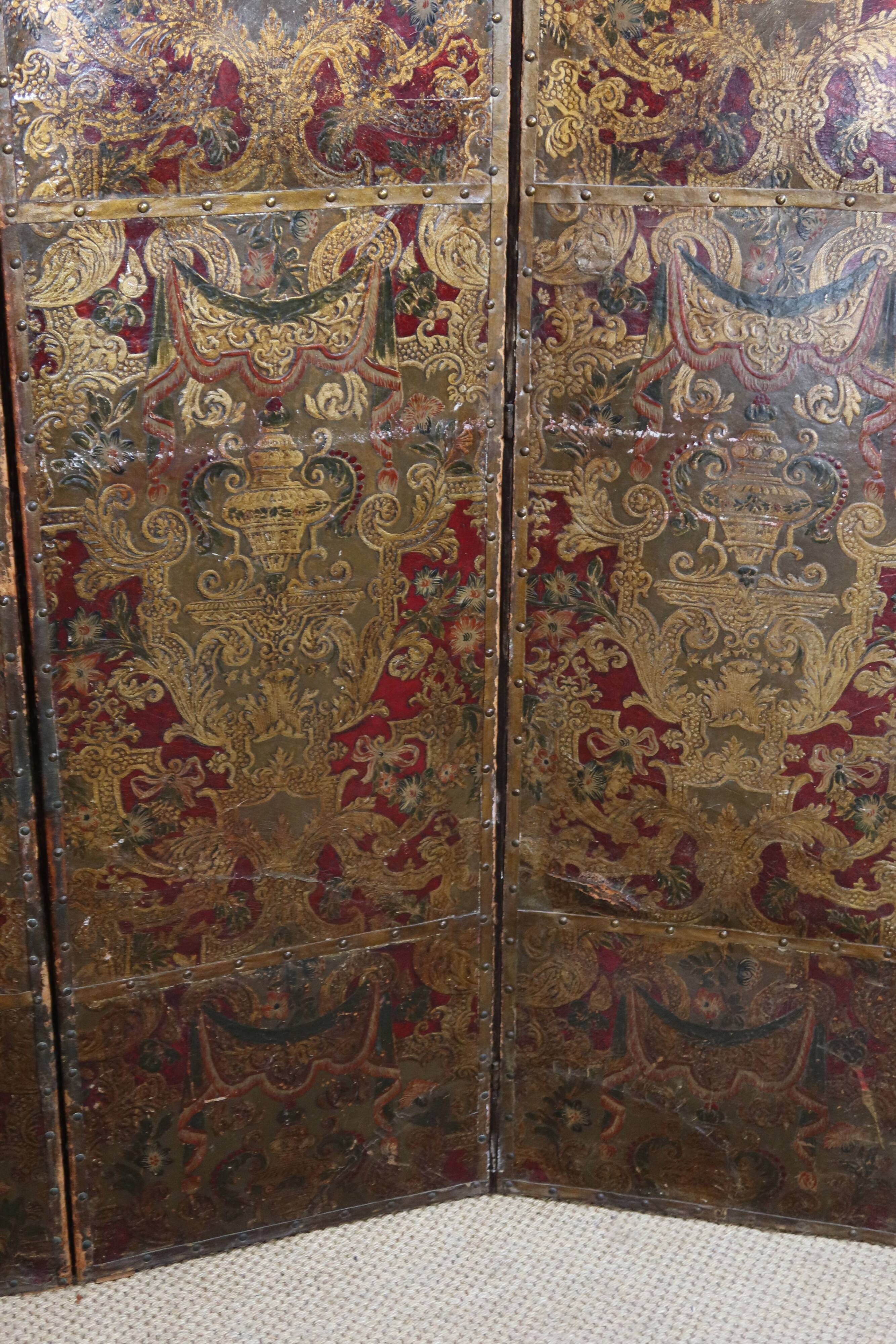 17th-century Cordoba leather screen