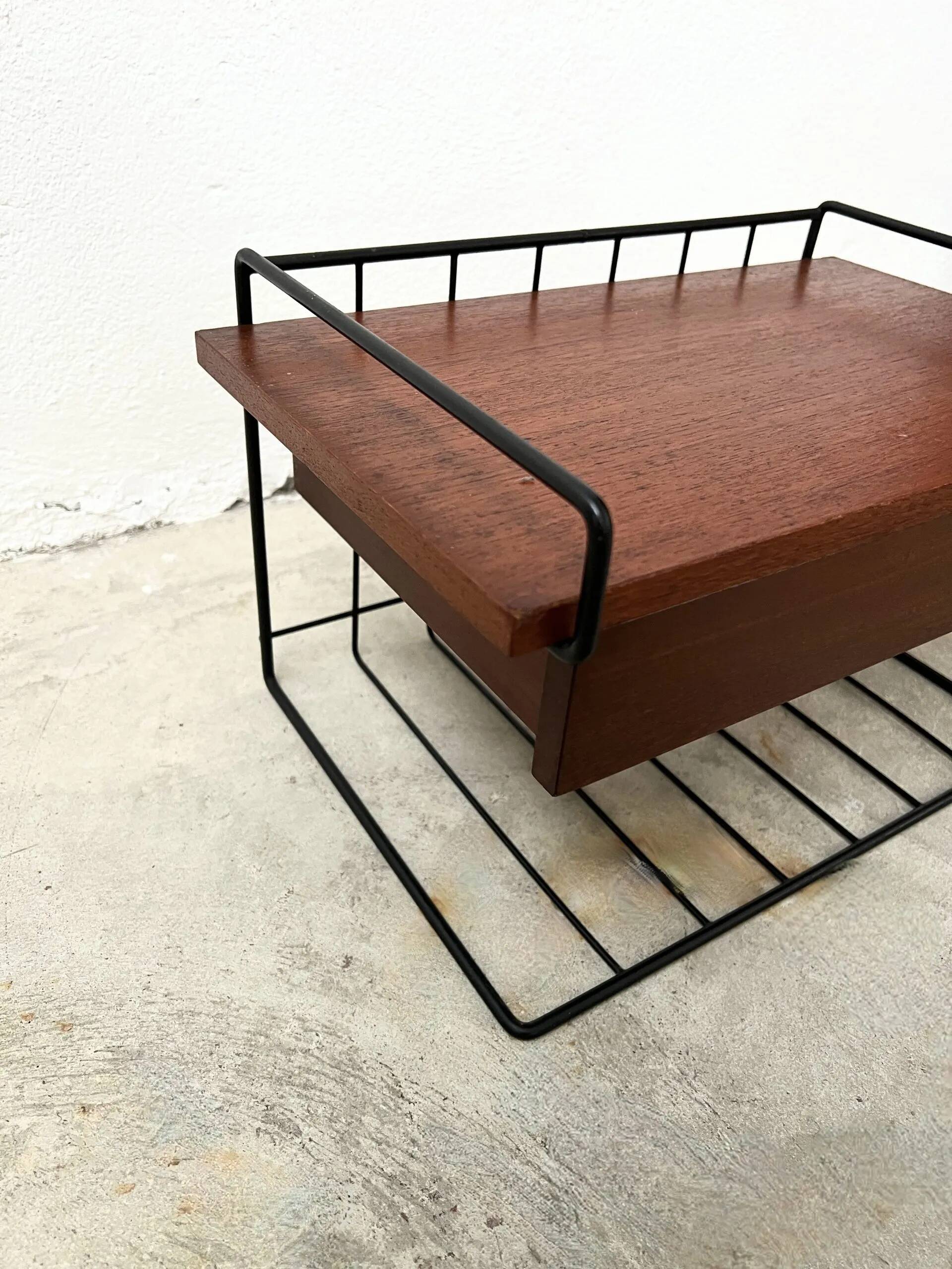 Wall-Mounted Nightstand – Mid-Century Teak