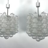 Pair of Mid-Century Murano Bubble Glass chandeliers. Italy 1960s