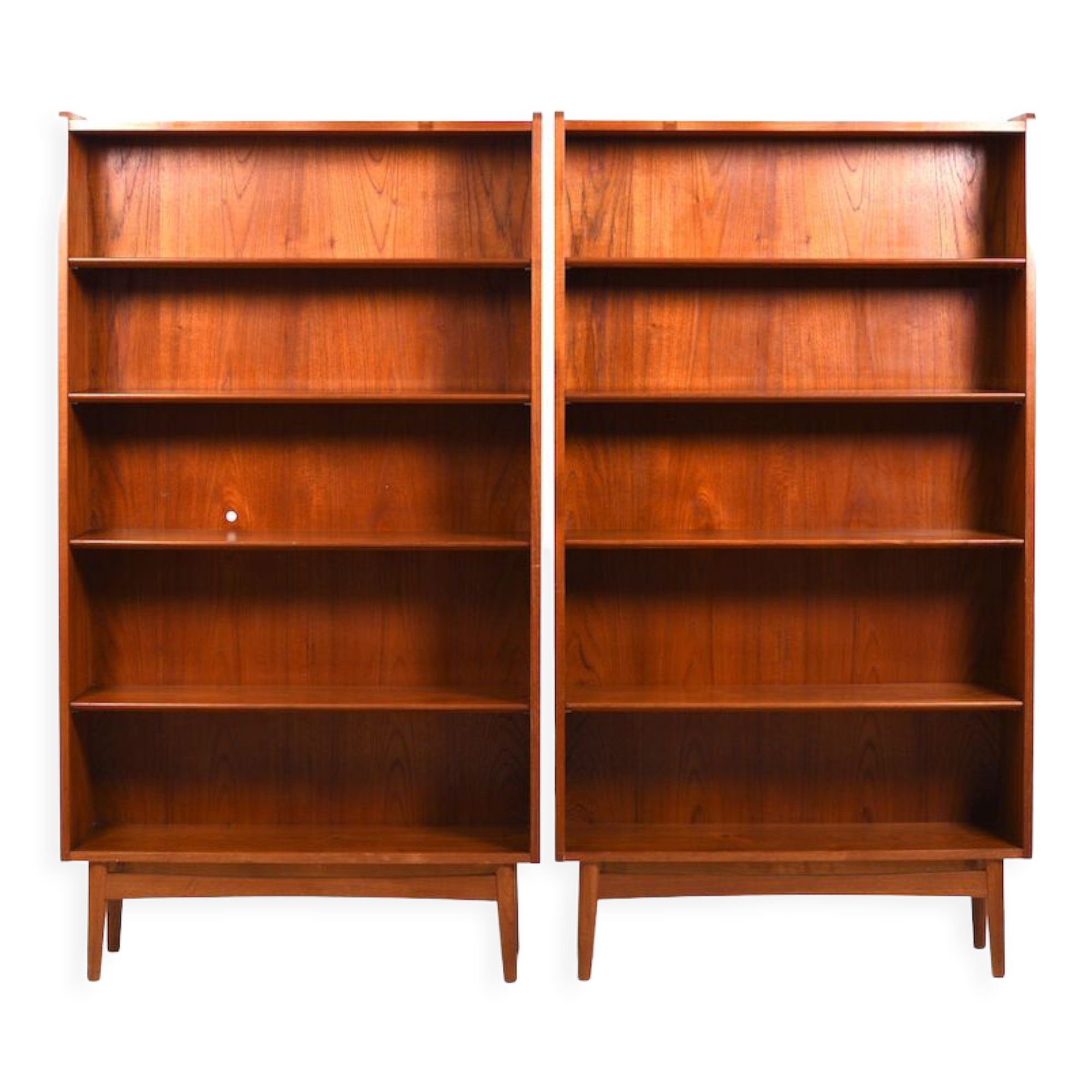 Pair conical Danish Bookcases in Teak by Johannes Sorth