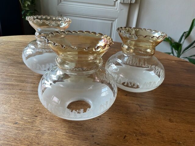 3 globes of glass lampshades, antique, vintage