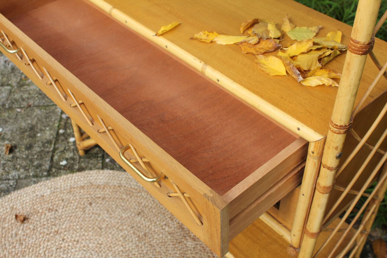 Vintage rattan bookcase