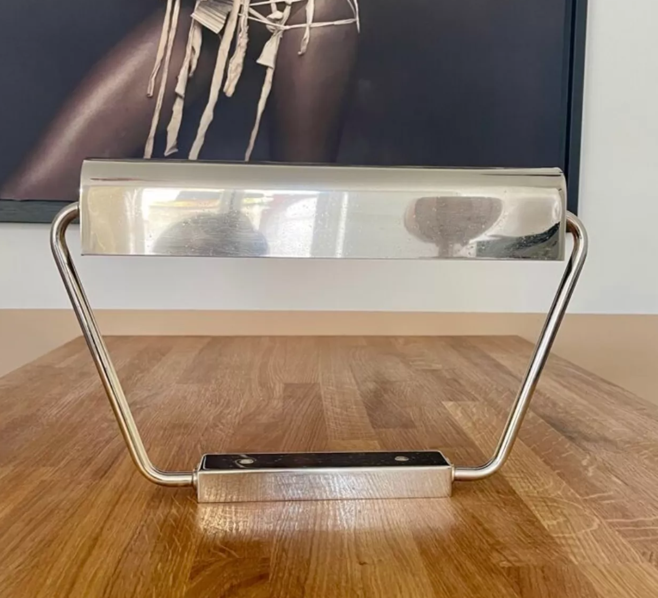 Vintage adjustable modernist wall lamp, chromed metal, France 1960