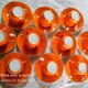 Iridescent orange porcelain coffee set from the 50s-60s with black edging