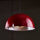 Suspension italienne hémisphérique en aluminium rouge avec trous ronds sur le dessus, 1970s
