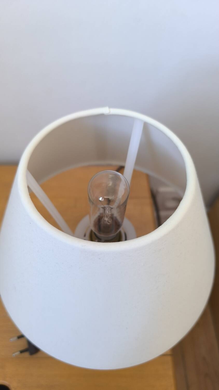 Turned wood table lamp