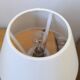 Turned wood table lamp