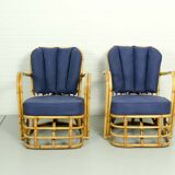 Ensemble rare de salon de rotin de milieu du siècle