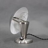 Czechoslovak Art Deco chrome table lamp with metal shade, 1930s