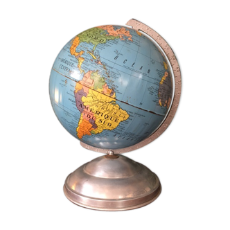 Mappemonde globe terrestre Taride aluminium 1950