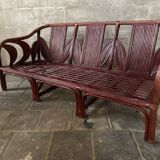Pencil reed rattan bamboo coastal palm leaf bench sofa, Vivai del Sud 1970s
