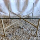 Articulated coffee table gilded metal and glass – 60s/70s