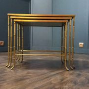 Vintage Maison Baguès faux bamboo nesting tables set