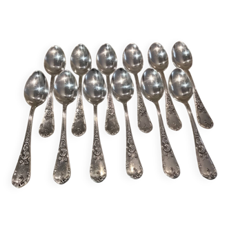 12 silver-plated metal teaspoons by silversmith Francois Frionnet Florian