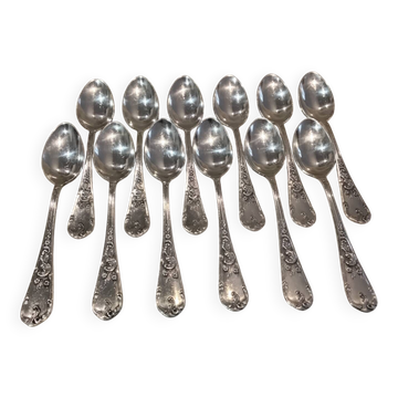 12 cuillères à café métal argenté orfèvre Francois Frionnet florian