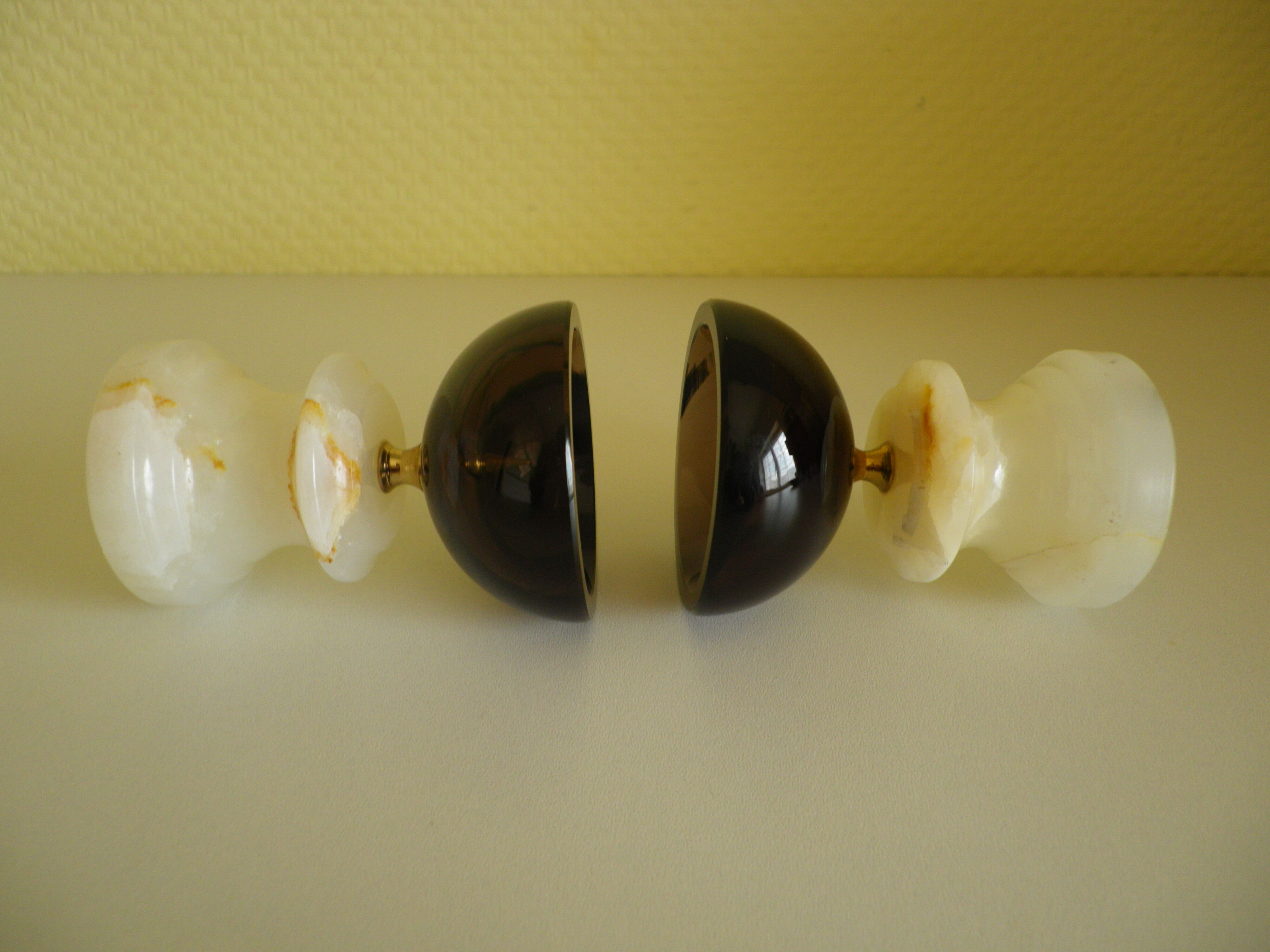 Pair of candlesticks in Crystal and onyx stone