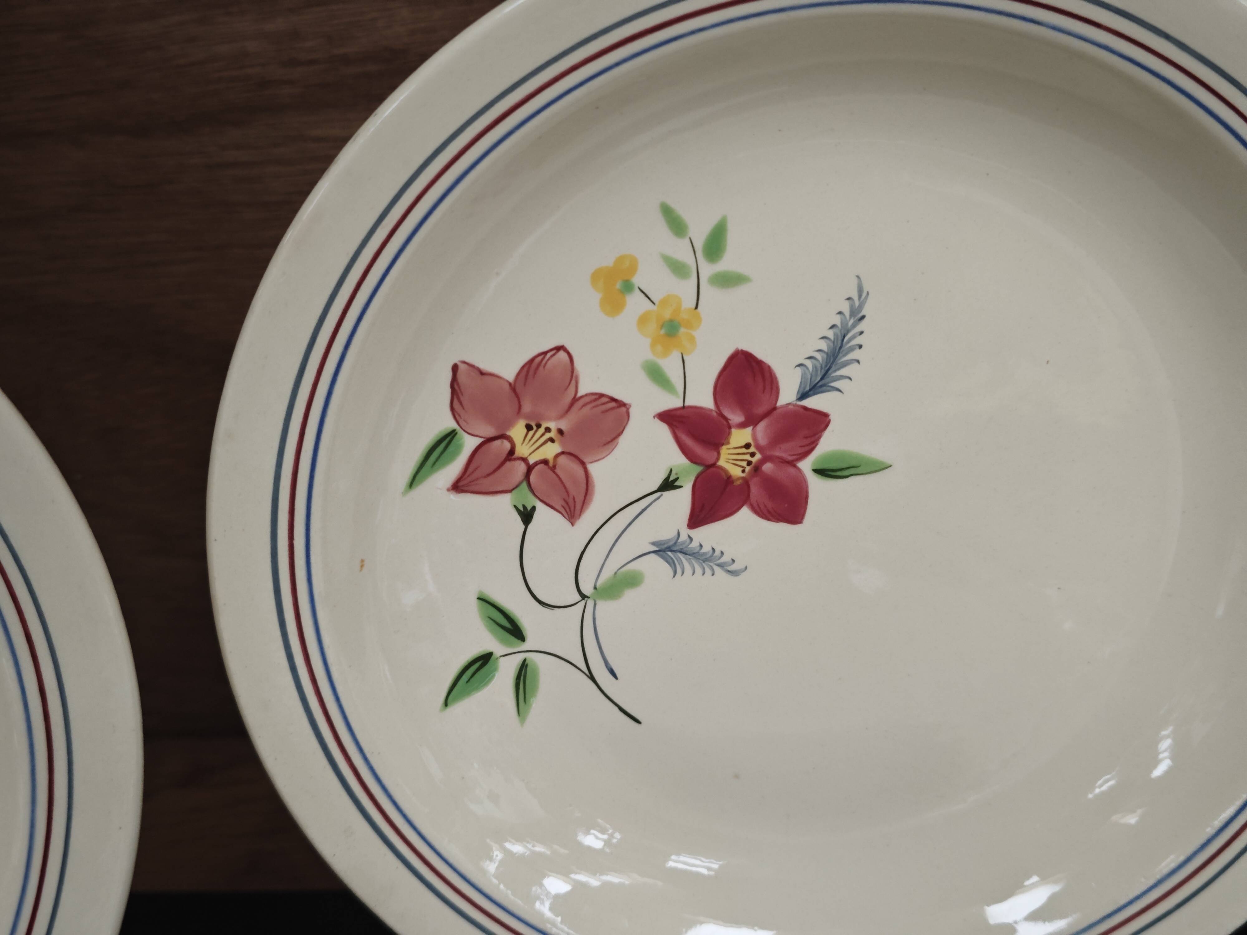 Set of 6 antique shallow bowls from Salin, France "Martine"