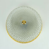 Vintage soelken ceiling lamp textured glass and gilt aluminum 1970s - 2 available