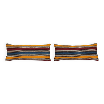 Set of 2 vintage kilim cushion covers 51x20 cm
