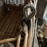 Antique wicker basket with closure and handle