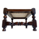 Antique Belle Epoque Oak Wood and Cane Footstool/ Occasional Table, late 19th-C