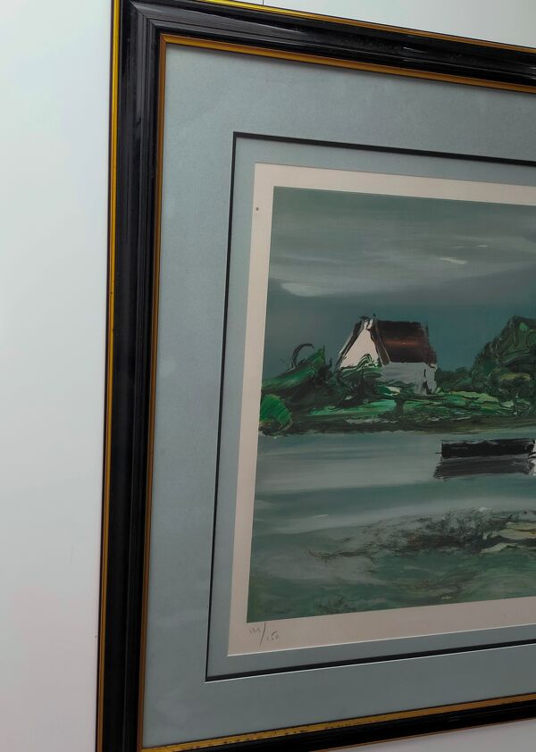Lithographie Georges Laporte signée et numérotée paysage de bretagne